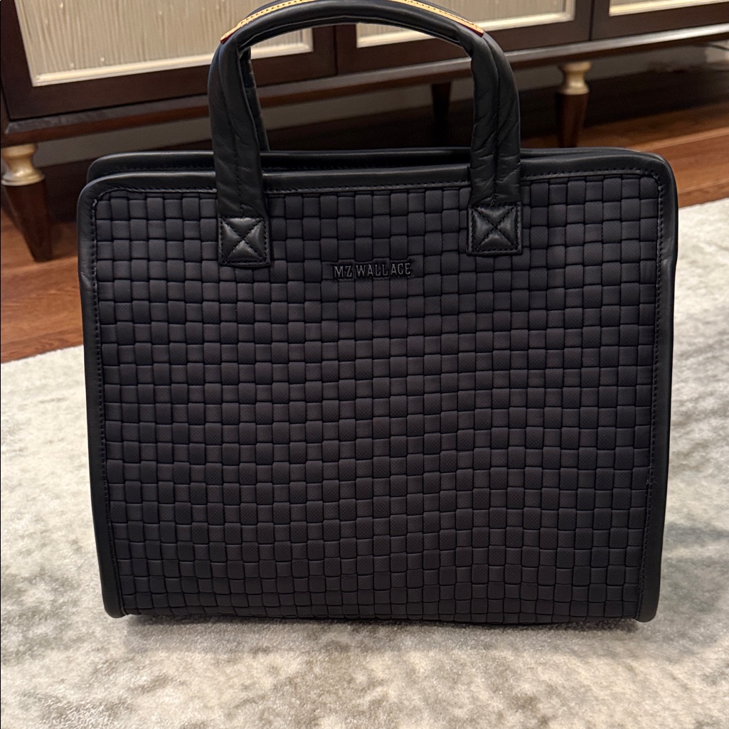 Mz Wallace Woven Box Tote In Black Nwt